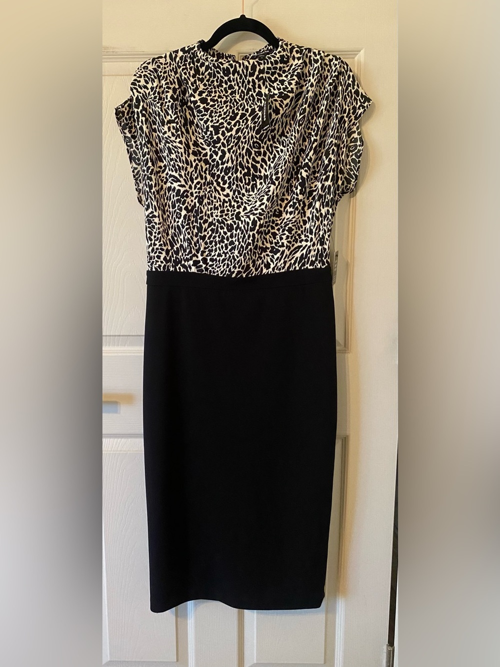 Express Black and White Leopard Print Midi Dress